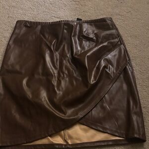 Windsor Chocolate Brown Faux Leather Mini Skirt